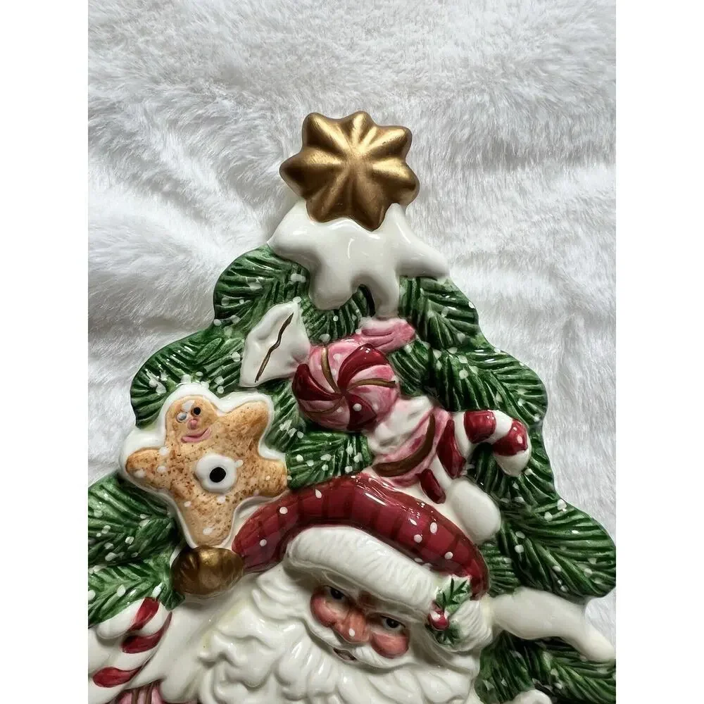 Fitz & Floyd 2D Santa Christmas Tree‎ Plate Gifts Home Decor